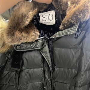 S13 new york winter jacket color dark green with pockets Size L